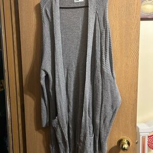 Gray Open-Front Women's Sweater